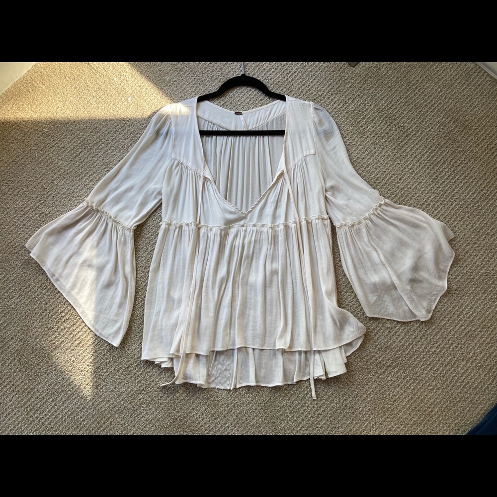Free People White Peasant Blouse XS